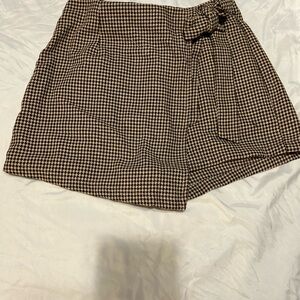 Brown and tan wrap skort